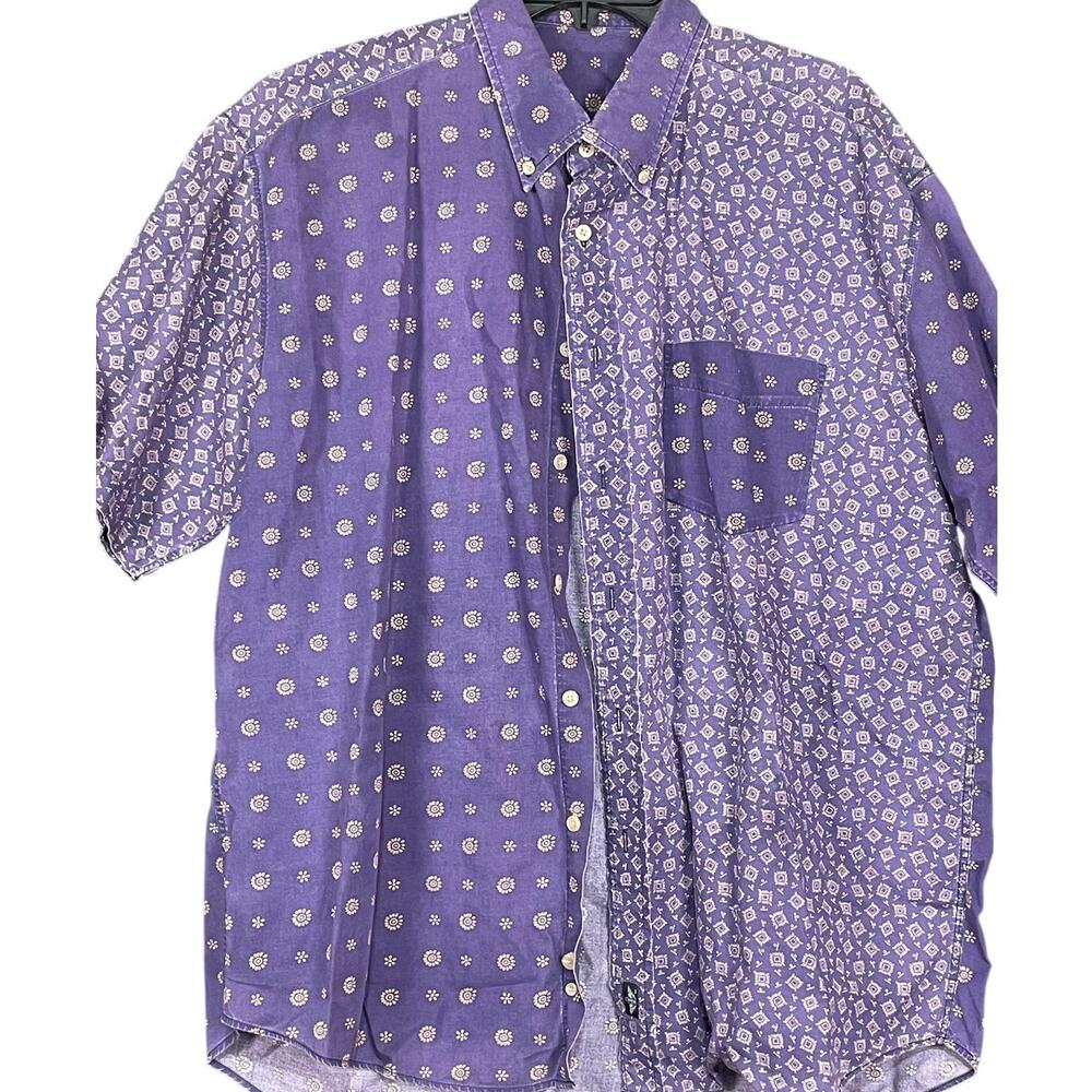 Vintage Dockers Men'short sleeve print fabric button down collar shirt
